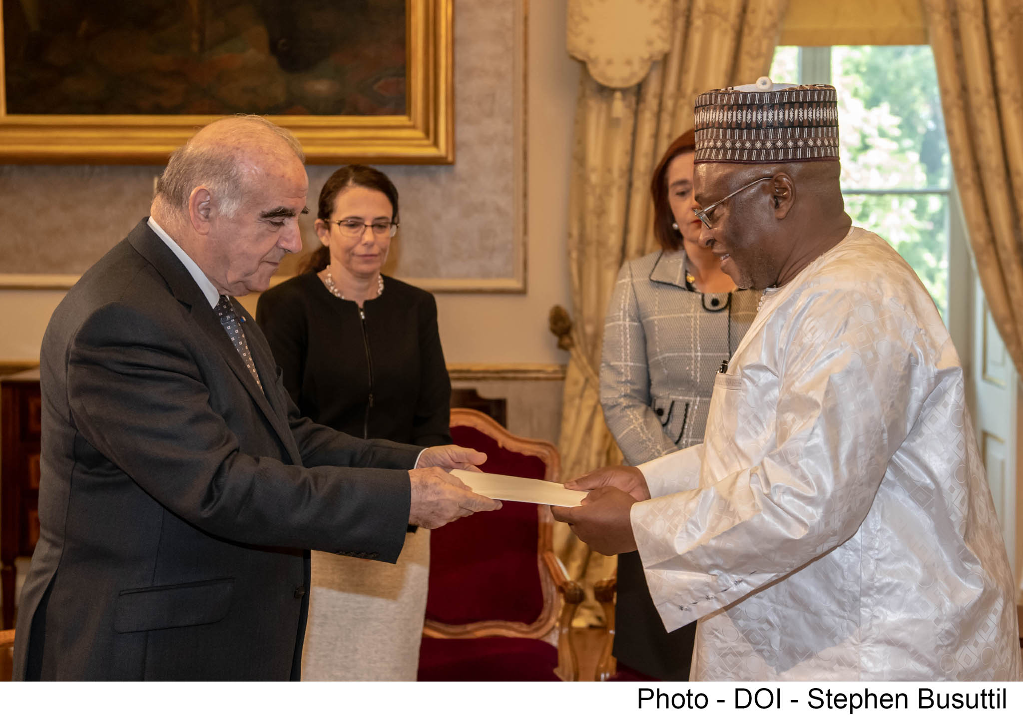 PRESS RELEASE BY THE OFFICE OF THE PRESIDENT: High Commissioner of the Republic of The Gambia Mr Habib Saihou Drammeh presents his Letters of Commission to the President