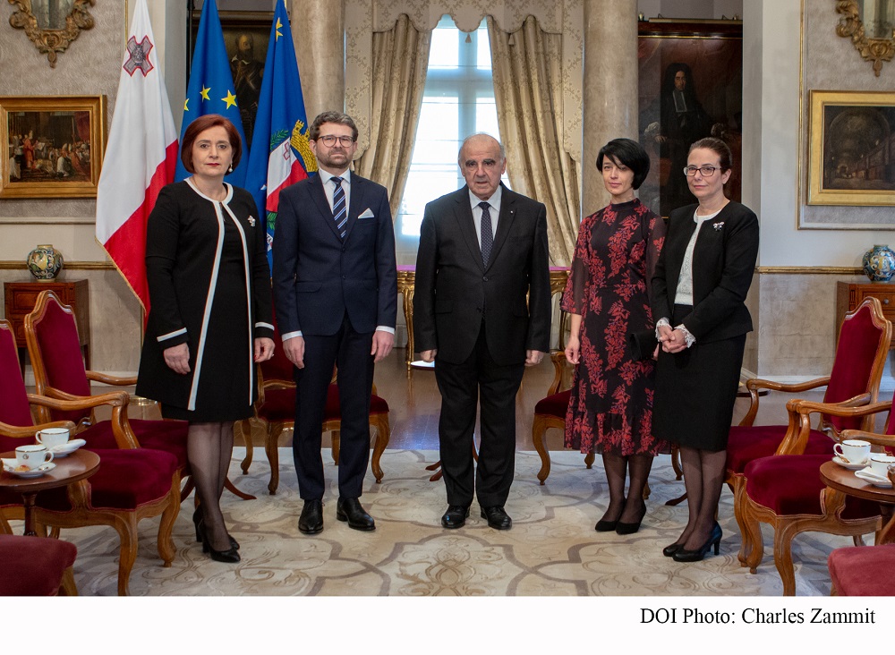 PRESS RELEASE BY THE OFFICE OF THE PRESIDENT Ambassador of the Republic of Poland Tomasz Czyszek presents his letters of credence to the President of Malta