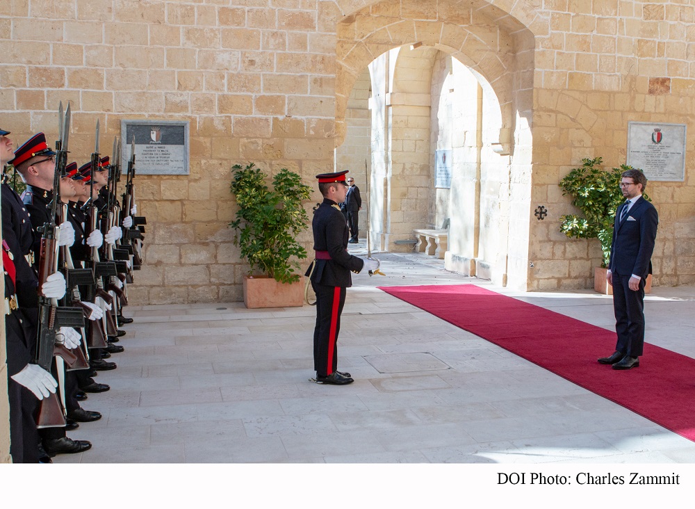 PRESS RELEASE BY THE OFFICE OF THE PRESIDENT Ambassador of the Republic of Poland Tomasz Czyszek presents his letters of credence to the President of Malta