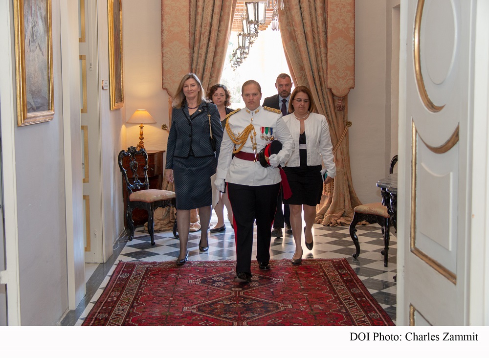 PRESS RELEASE BY THE OFFICE OF THE PRESIDENT  High Commissioner of Australia Jennifer Cartmill presents her Letters of Credence to the President of Malta