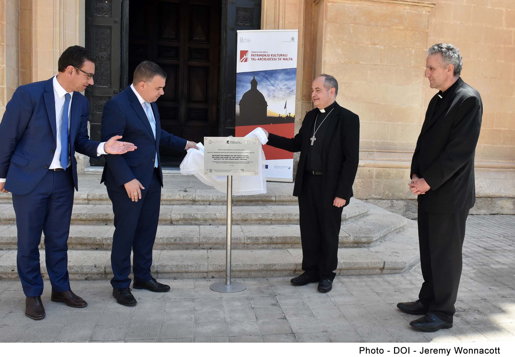 STQARRIJA MIS-SEGRETARJAT PARLAMENTARI GĦALL-FONDI EWROPEJ Inawgurat ir-restawr tal-faċċata tal-Knisja Parrokkjali tan-Naxxar