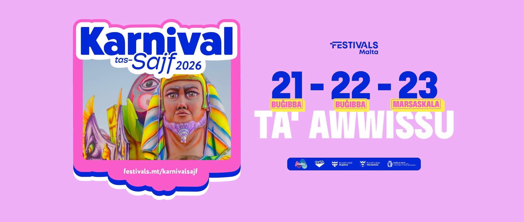 STQARRIJA MILL-MINISTERU GĦALL-ARTI, IL-KULTURA U L-WIRT NAZZJONALI​ Il-Karnival tas-Sajf 2026 jirritorna f'Buġibba u Wied il-Għajn bi 15-il karru